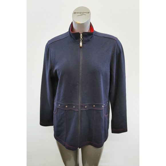 Cafe au Lait Women's Light Jacket Size 1X Full Zip Long Sleeve Mock Neck - Picture 1 of 4